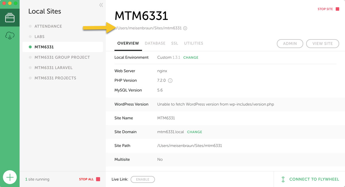 Site Path in Local by Flywheel