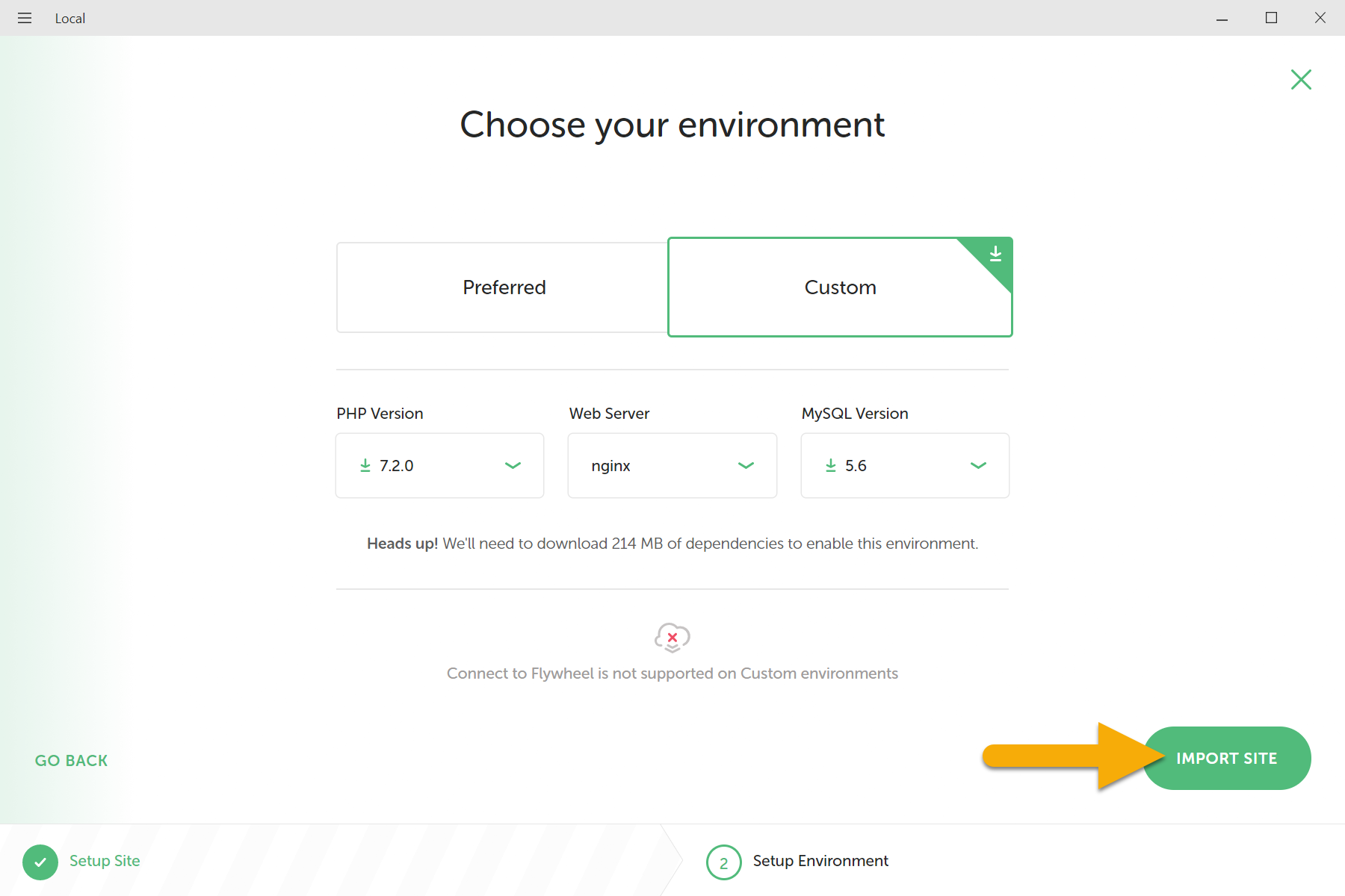 Choose you environment